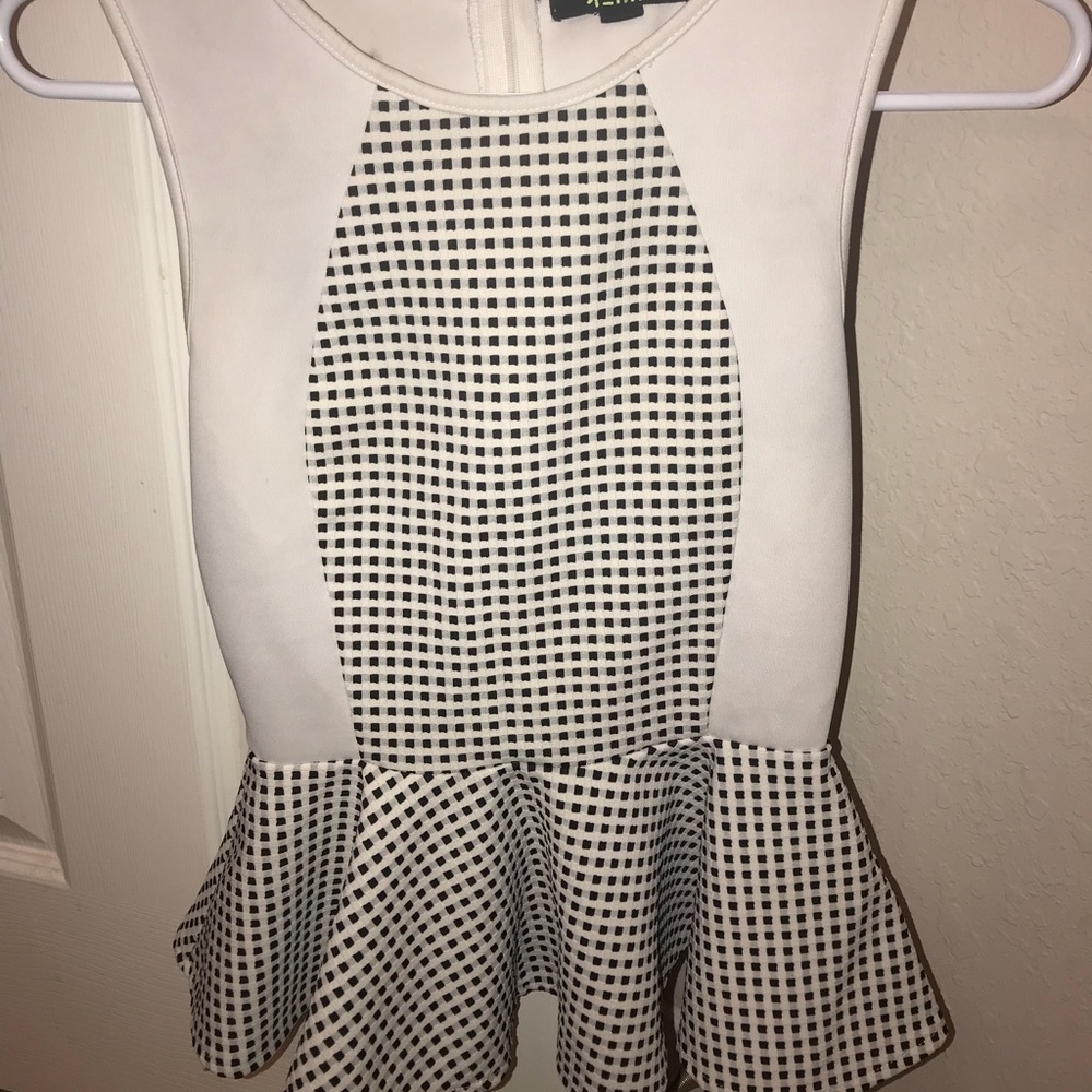 White checkered peplum top